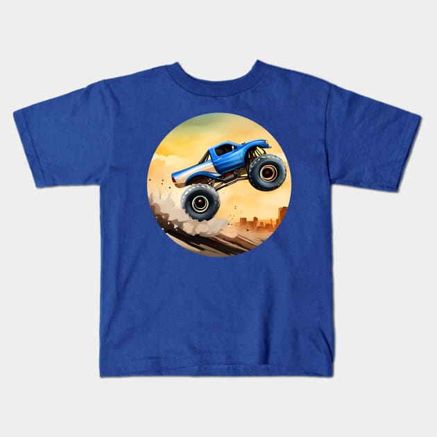 Monster Truck Kids T-Shirt by antimatter_artwork